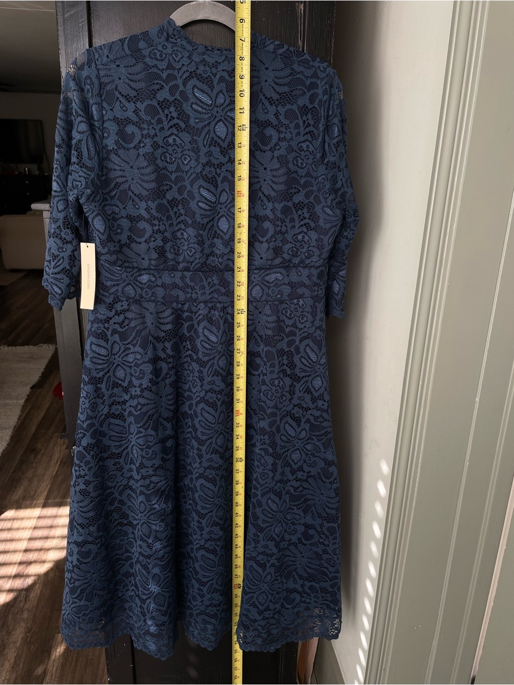 NWT Kiyonna Womens Plus Size Navy Blue Mademoiselle Lace A-Line Midi Dress 1X - Picture 6 of 10